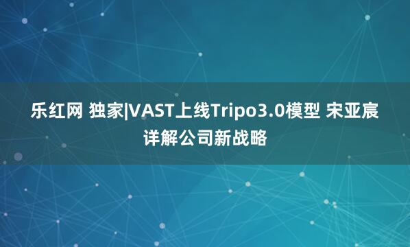 乐红网 独家|VAST上线Tripo3.0模型 宋亚宸详解公司新战略
