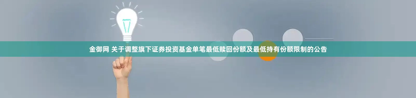 金御网 关于调整旗下证券投资基金单笔最低赎回份额及最低持有份额限制的公告